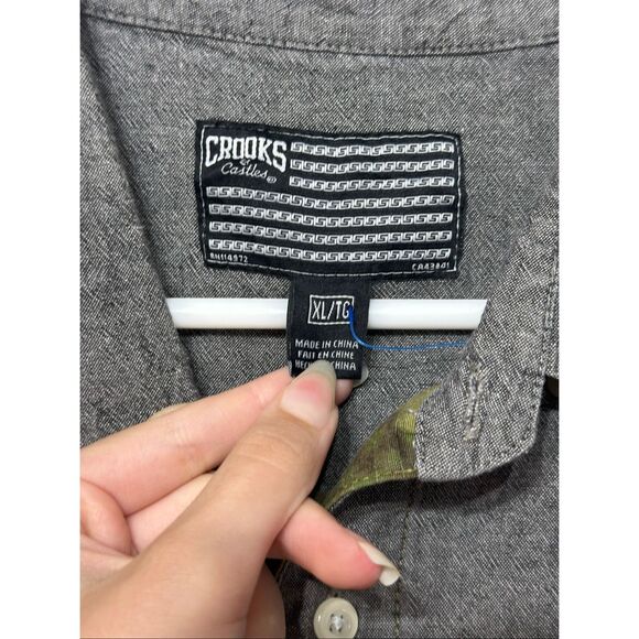 NWOT Crooks & Castles Green Map Tree Camo Short Sleeve Button Up Shirt Men's XL - Picture 6 of 12